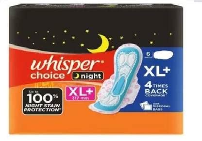 Whisper Choice night xl+ 6 pads Sanitary Pad Sanitary Pad | Buy Women ...