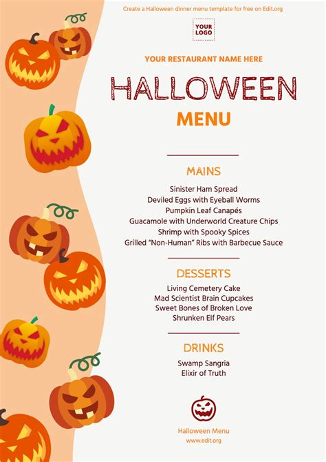 Free Printable Halloween Menu Templates