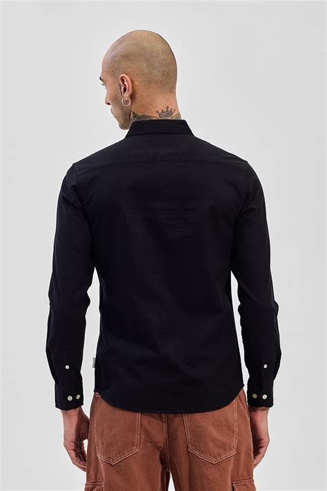 Buy Men's Core Lab Black Button Down Slim Fit Shirt Online | Snitch ...