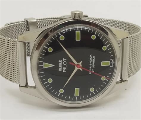 Hmt Pilot Mechanical Handwinding Movement stainless Steel Para Shock ...