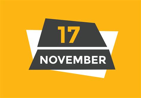 november 17 calendar reminder. 17th november daily calendar icon ...