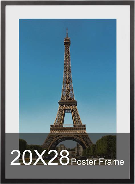 20x28 Frame, Solid Wood 20x28 Poster Frame with Mat for 16x24 Photo ...