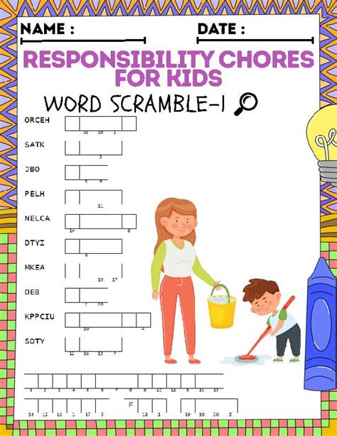 Chore Champions : Responsibility chores for kids word scramble puzzle