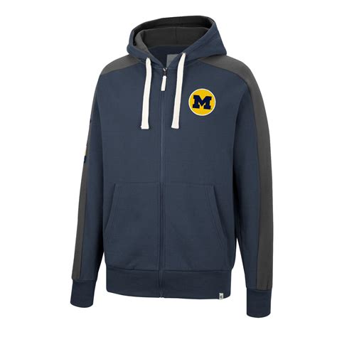 U of M Wolverines Men's Flying Wasp Full Zip Hoodie - 196191761247
