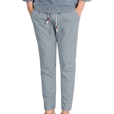 BXINGOHAI Mens Casual Pants Breathable Slim Fit Long Pants Solid With ...