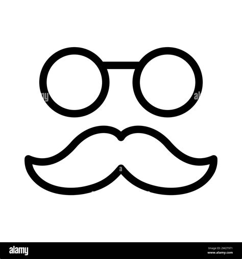 Glasses and mustache line icon isolated on white background. Vector ...
