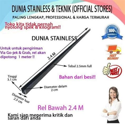 Jual Rel besi bawah 2.4m garasi|pintu besi|penyekat ruangan interior ...