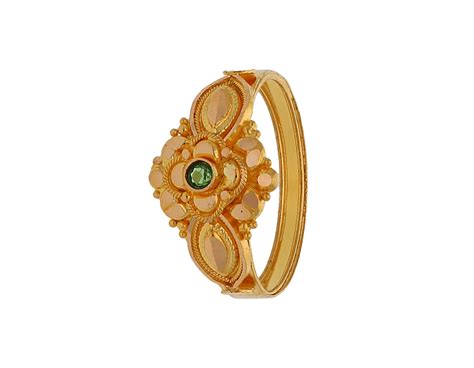 Sree Kumaran | Womens Florel Ring with Green Stone