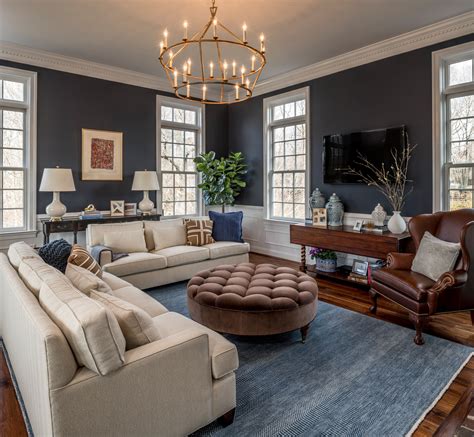 navy blue walls in living room