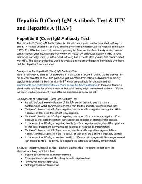 PPT - Hepatitis B (Core) IgM Antibody Test & HIV and Hepatitis A (HAV ...