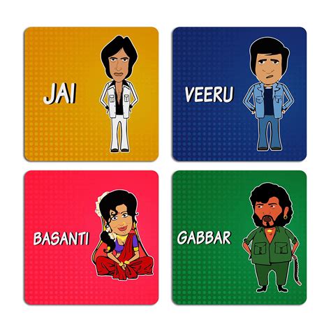 ASHVAH Sholay Funny Cartoon Characters Illustration Printed Tea Coaster ...