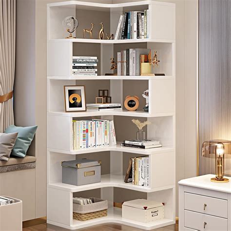 Amazon.com: DDJ 6-Tier Corner Bookshelf, 75.2" Tall Corner Bookcase ...
