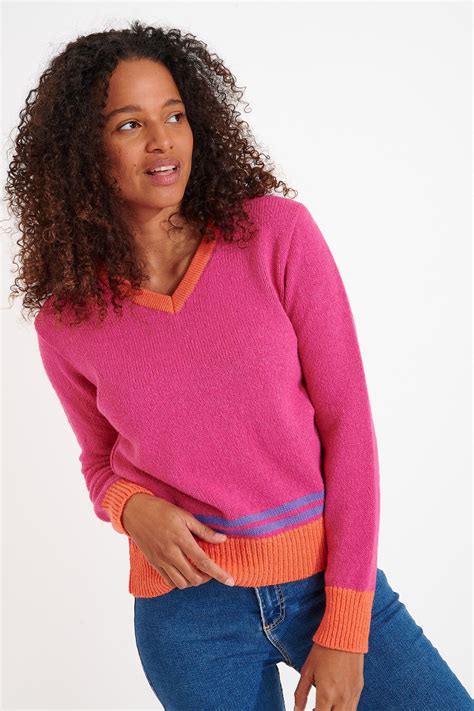 Women's pink V-neck sweater MATZA KILLINGTON | Banana Moon®