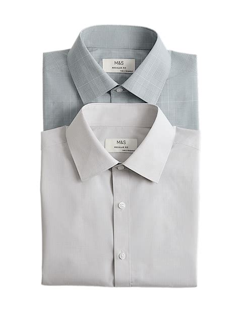 Buy 2pk Regular Fit Easy Iron Check Shirts at Marks & Spencer