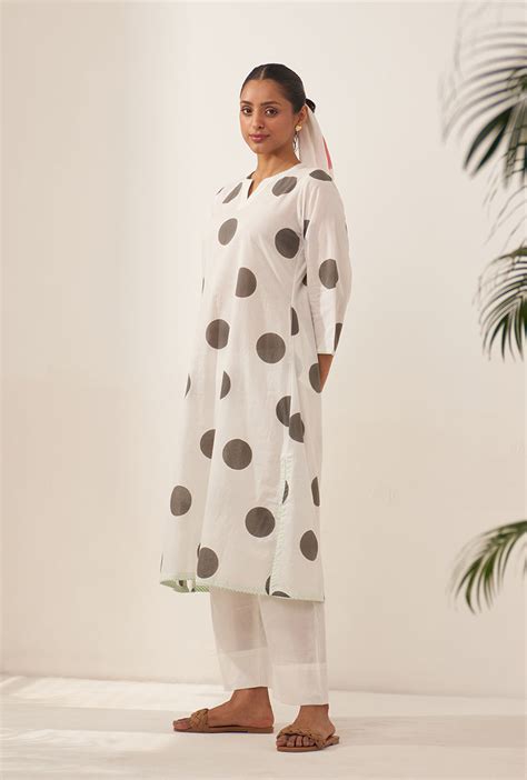 Grey Polka Lovebirds Kurta Set – ISVASA