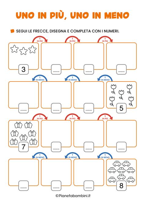Uno in Più, Uno in Meno: Schede per la Classe Prima | PianetaBambini.it ...