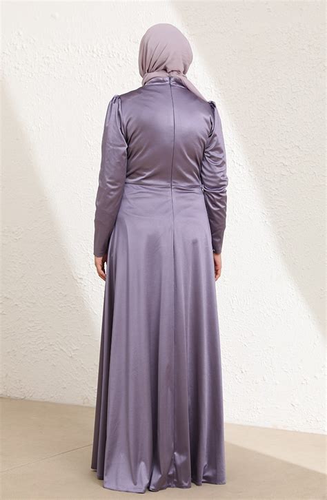 Violet Hijab Evening Dress 6039-06 | Sefamerve