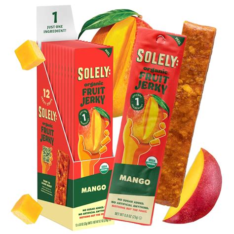 Amazon.com: Solely - Organic Mango Fruit Jerky - 12 Individually ...