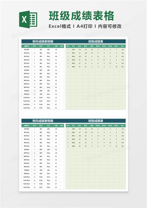 学生成绩统计表excel模板_教育培训Excel模板下载-蓝山办公