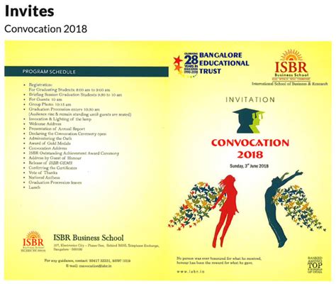 Invitations for Convocation 2018 - ISBR Institutions