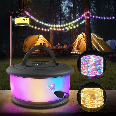 Camping String Lights,2 in 1 Upgraded 32.8FT Rechargeable Tent Lights ...