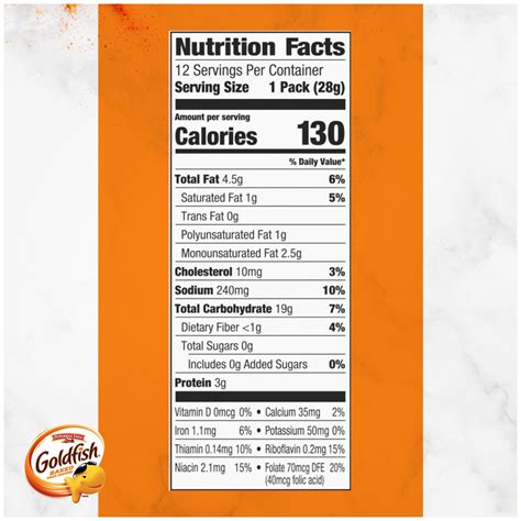 44 nutrition facts label for goldfish