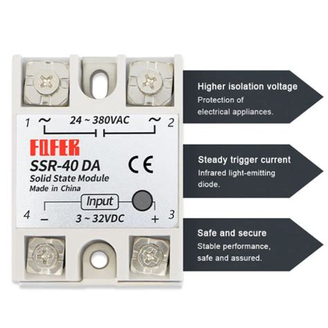 Fofek SSR-40DA Input 3-32VDC Output 24-380VAC Solid State Relay – Robocraze