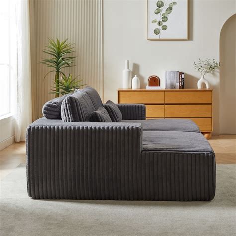 Lycvki Grey Contemporary/Modern Corduroy Full Sofa bed in the Futons ...