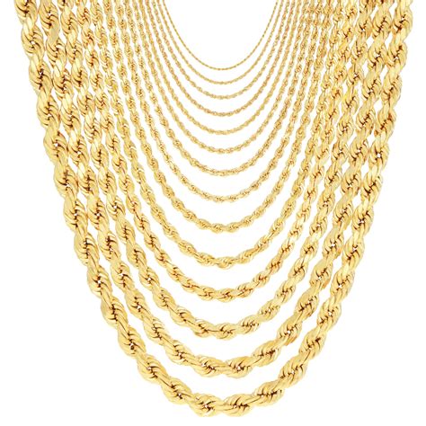 Nuragold 14K Yellow Gold Solid Rope Diamond Cut Chain Necklace ...