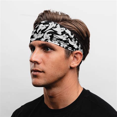 Buy Ghosts Black/White Tapered Headband - Running, Sports, Events and ...