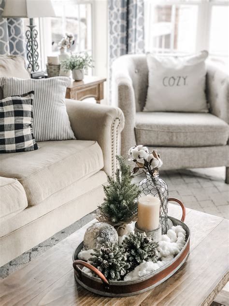 Cozy Winter Living Room decor with winter tray vignette - Wilshire ...