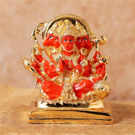 Panchmuki Hanuman Ji Murti Statue 24K Gold Coated Idol – Veda Connection