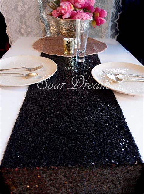 SoarDream Sequin Table Runners 12x72inch Black Sparkle Tablecloth ...