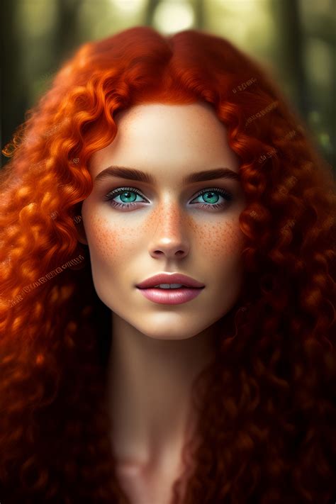 Lexica - Brunette, wild hair, long curly red hair, ivory fair skinned ...