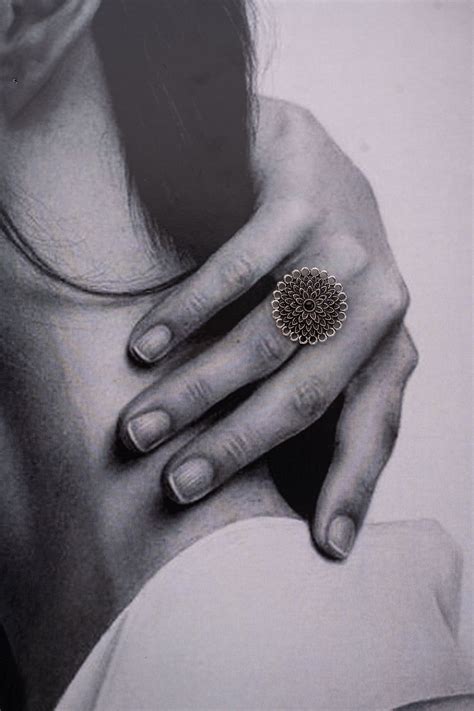 Oxidized Ring with Black Metal Inlay – Senora Bridal Jewelery