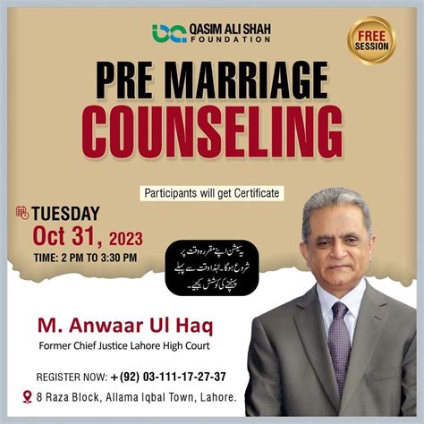 Pre Marriage Counseling, Qasim Ali Shah Foundation, Lahore, 31 October ...