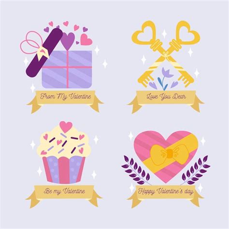 Hand drawn valentine's day badge collection | Free Vector