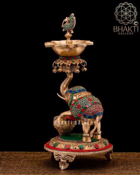 Buy Elephant Brass Diyas With Annam Bird 2 Pc Set 45 Cm Large Online in ...