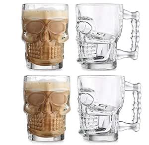 Buy lizepto Italian Premium Glass Beer Mugs with Handle | Crystal Clear ...