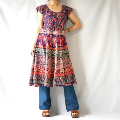 Made in India cotton paisley elephant pattern onepiece 象 ペイズリー柄インド綿 ...