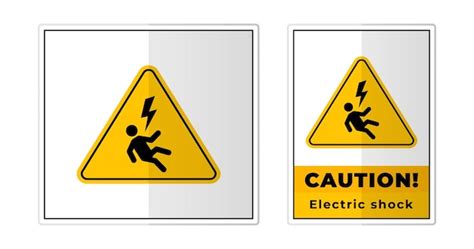 Elektrische schok gevaar gele voorzichtigheid Teken Label Symbool ...
