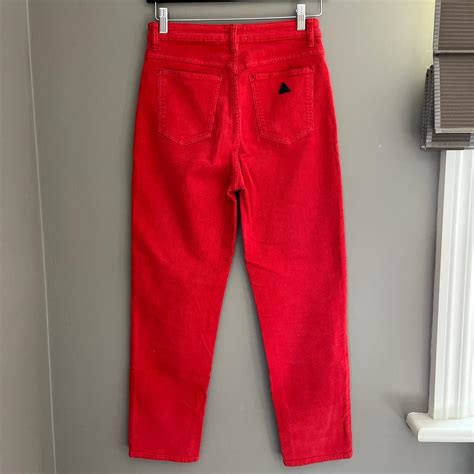 Abrand red corduroy 94' high slim pants Size:... - Depop