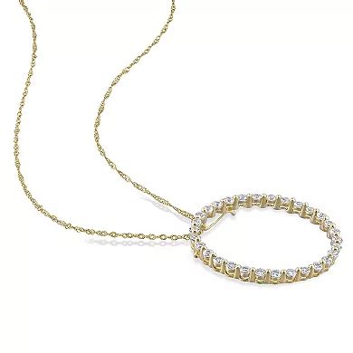Stella Grace 10k Gold White Sapphire Circle Pendant Necklace