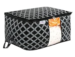 Heart Home Non-Woven Check Print Jumbo Underbed Storage Bag|Clothes ...