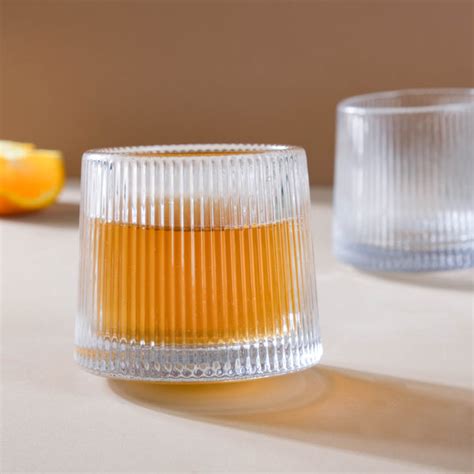 Rotating Ribbed Glass Set of 2 Online - Premium Whiskey Glass | Nestasia