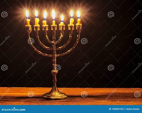 Seven candles menorah stock image. Image of classic - 165842765