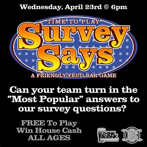 Survey Says: A Friendly Feud Bar Game (aka Family Feud) @ Contrary ...