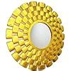 Buy Monica Round Hand Carved Golden Wall Mirror Frame Online at Low ...