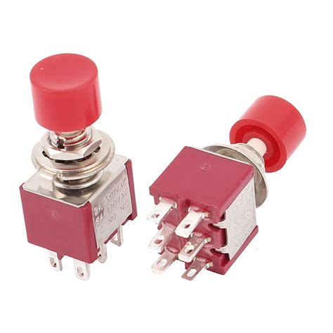 ELECTROPRIME DPDT ON/Off 6 Terminals Momentary Push Button Switch 2Pcs ...