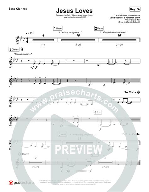 Jesus Loves Clarinet Sheet Music PDF (Zach Williams) - PraiseCharts